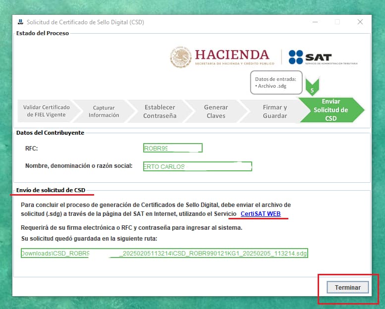 Descarga certifica